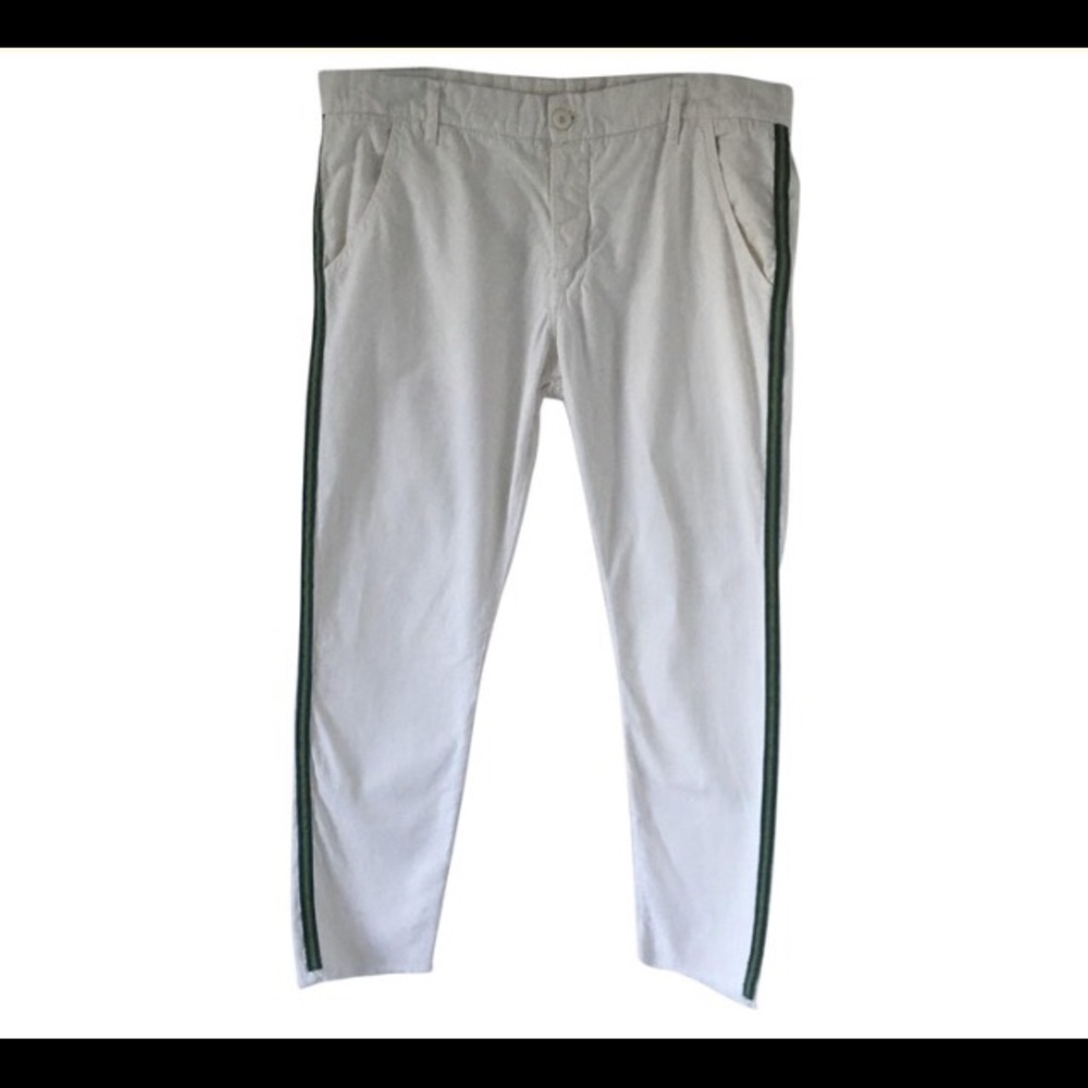 NSF Cream Cotton Pants W/ Green Racing Stripe